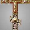 Крест напрестольный №3 5-финифтей, филигрань, эмаль, роспись, хи